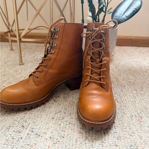 Madewell Tan Leather Lace‑Up Boots